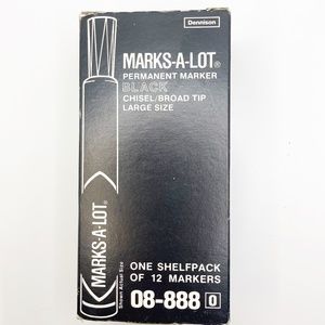 Marks-A-Lot Dennison Permanent Marker Chisel Broad Tip Large Black 12 NEW